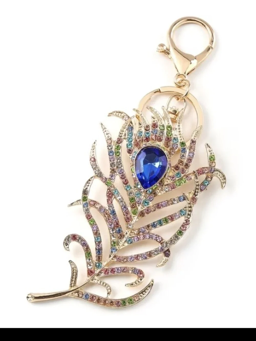 Beautiful Peacock Feather Bag Charm/ Keychain NEW